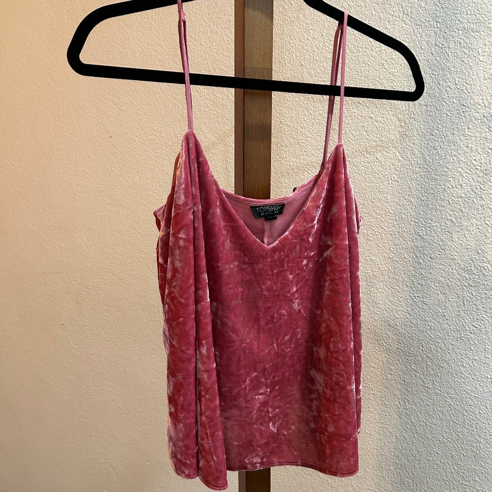 Crushed velvet spaghetti strap crop top